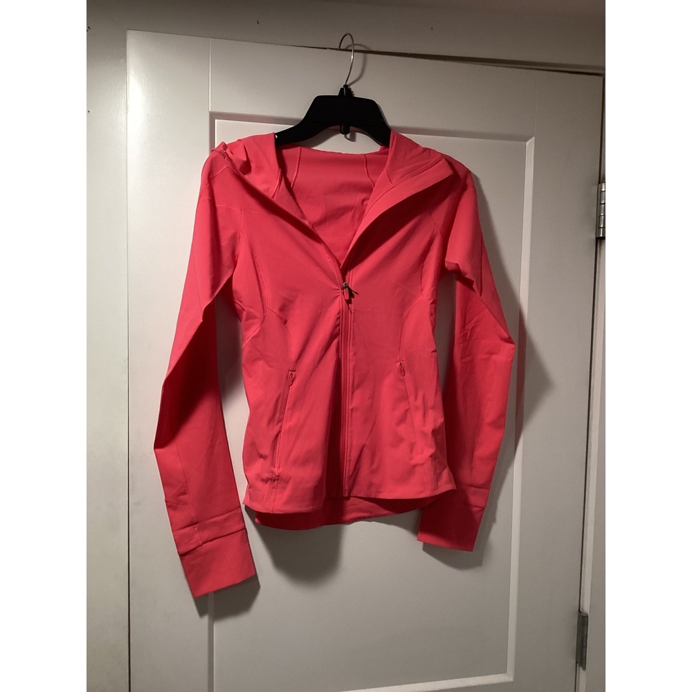 Lululemon Mist Over Windbreaker Jacket Pink Coral Full Zip Hooded Size 0 LW4BSRS